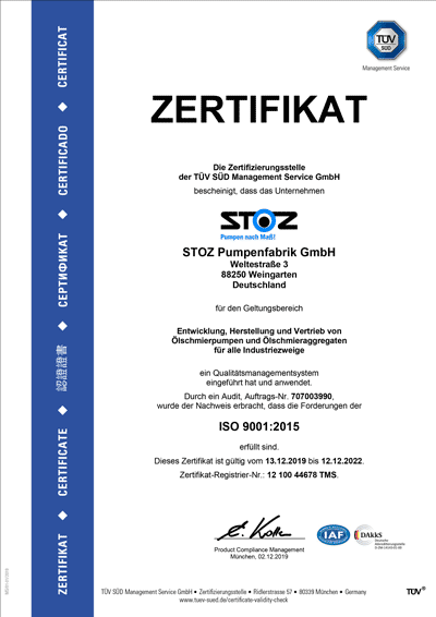 stoz ISO9001-Zertifikat